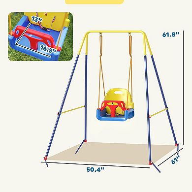 Qaba 3 in 1 Toddler Swing Set, Folding Child Swing Set for Kids,