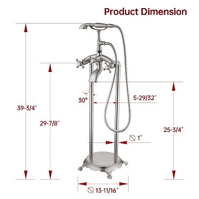 SUMERAIN Freestanding Bathtub Faucet, Multi-Function, Durable Solid Brass, Leak-Proof, User-Friendly