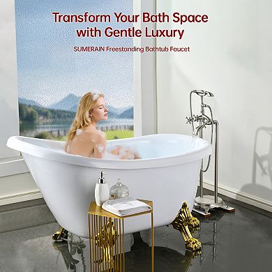 SUMERAIN Freestanding Bathtub Faucet, Multi-Function, Durable Solid Brass, Leak-Proof, User-Friendly