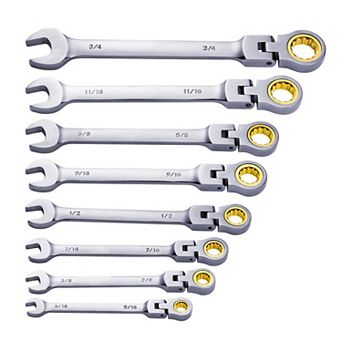8 pc Ratcheting Wrench Set for Automotive, Household, and Mechanical Work