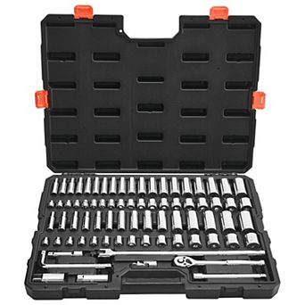 Automotive and DIY Socket Set with Chrome Finish and High-Torque Ratchet