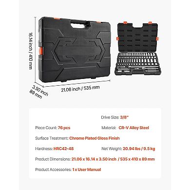 Automotive and DIY Socket Set with Chrome Finish and High-Torque Ratchet