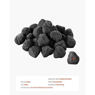 Ceramic Fireplace Fire Balls 25-Pack for Gas Flames, Works with Lava Rocks