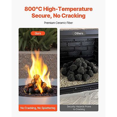 Ceramic Fireplace Fire Balls 25-Pack for Gas Flames, Works with Lava Rocks