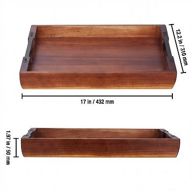 Acacia Wood Serving Tray with Handles for Home and Office