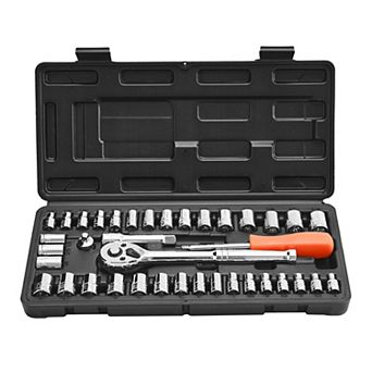 39 pc Socket and Ratchet Set with Chrome Finish and Storage Case