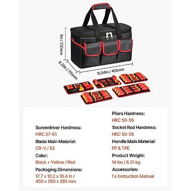50-Piece Insulated Screwdriver Set with Magnetic Tips and Dual-Material Handles