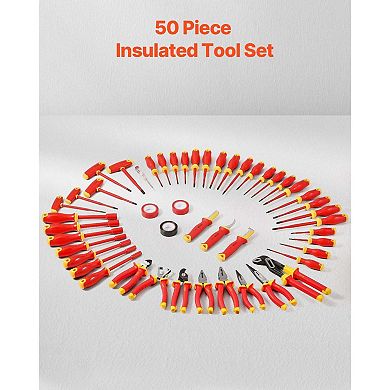 50-Piece Insulated Screwdriver Set with Magnetic Tips and Dual-Material Handles