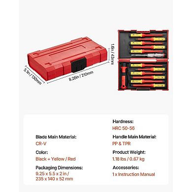 13-Piece Insulated Screwdriver Set with Magnetic Tips and Interchangeable Heads