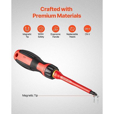 13-Piece Insulated Screwdriver Set with Magnetic Tips and Interchangeable Heads
