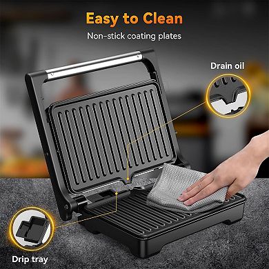 YASHE Panini Grill Press, Sandwich Maker,180-Degree Opening, Easy to Clean,Versatile Use