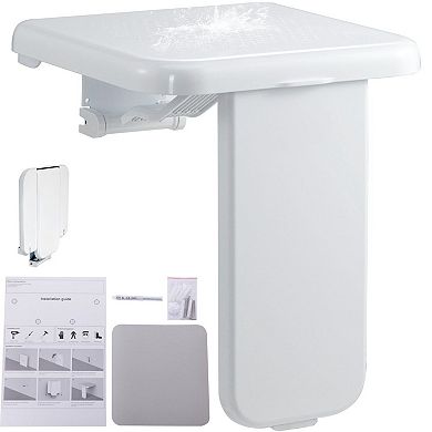 ABS Folding Shower Seat Wall-Mounted, Slip-Resistant Bathroom Bench 440 lb Capacity