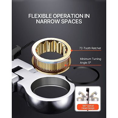 8-Piece Flex Head Ratcheting Wrench Set Metric 817 mm with Storage Bag