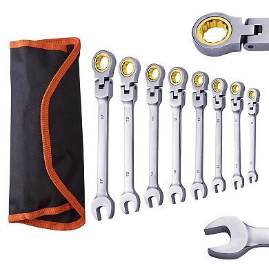 8-Piece Flex Head Ratcheting Wrench Set Metric 817 mm with Storage Bag