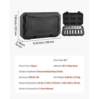 CR-V Alloy Socket and Ratchet Set with Storage Case for DIY Projects
