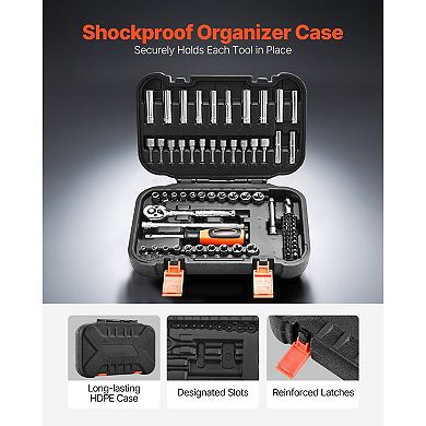 CR-V Alloy Socket Set with Ratchet Drop-Resistant Case for Home Use