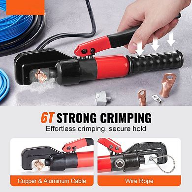 Hydraulic Cable Crimper Kit with 6T Pump and 9 Dies for Automotive and Electrical Use