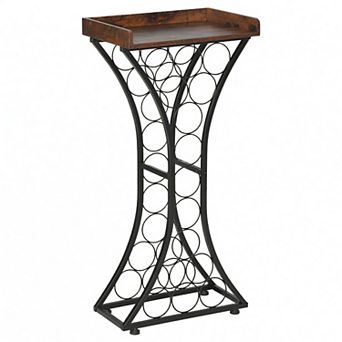 15 Bottle Freestanding Floor Wine Rack with Tabletop Metal Wine Holder