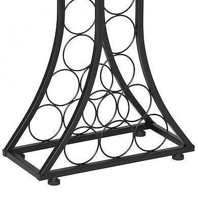 15 Bottle Freestanding Floor Wine Rack with Tabletop Metal Wine Holder