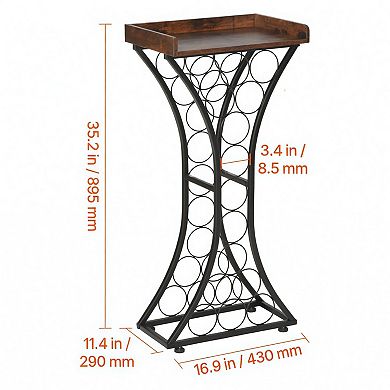 15 Bottle Freestanding Floor Wine Rack with Tabletop Metal Wine Holder