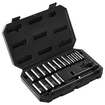 18 pc Impact Socket Tool Set with Extension Bars for Workshop Use