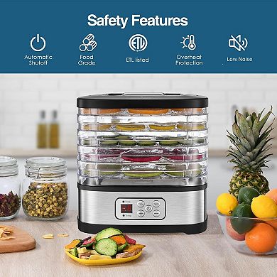 OSTBA Food Dehydrator, 5 BPA-Free Trays, Adjustable Temp & 72H Timer, LED Display