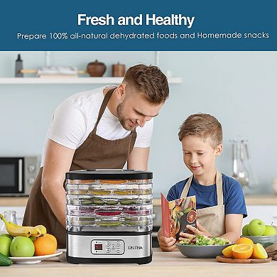 OSTBA Food Dehydrator, 5 BPA-Free Trays, Adjustable Temp & 72H Timer, LED Display