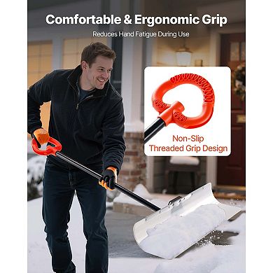 Reversible Snow Pusher Shovel, 36" Blade for Driveways and Decks