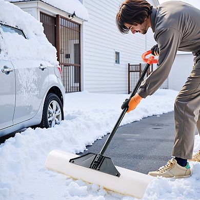 Reversible Snow Pusher Shovel, 36" Blade for Driveways and Decks