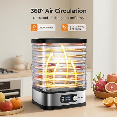 OSTBA 8-Tray Food Dehydrator, 72H Timer & Temp Control up to 158℉, Includes 8 Mesh Sheets