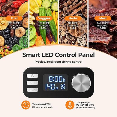 OSTBA 8-Tray Food Dehydrator, 72H Timer & Temp Control up to 158℉, Includes 8 Mesh Sheets
