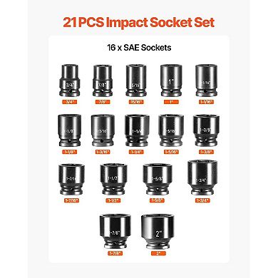 Heavy-Duty Vehicle Socket Set with Drive Ratchet, Impact Sockets, and Storage Case