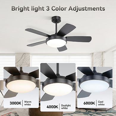 42 Inch Ceiling Fan with 22W LED Light and Remote Control MDF Blades Reversible DC Motor
