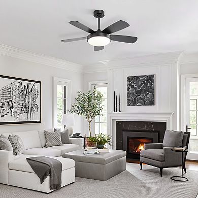 42 Inch Ceiling Fan with 22W LED Light and Remote Control MDF Blades Reversible DC Motor