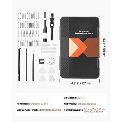 59-in-1 Precision Screwdriver Set for Electronics Repair with Bits and Tool Case