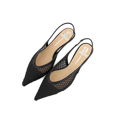 Andrea Women's Mesh Pointed Toe Slingback Pumps 94990-3889503