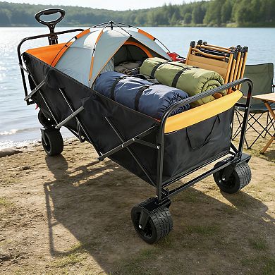 WOW PIONEER Compact Folding Utility Cart with Brakes for Outdoor and Indoor Use