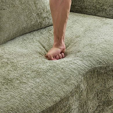 Curved Loveseat Sofa With Round Armrest, Compression Couch With 2 Pillows for Living Room