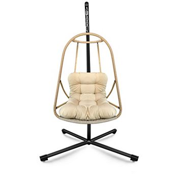 Swing Egg Chair with Stand Indoor Outdoor Wicker Rattan Patio Basket Hanging Chair