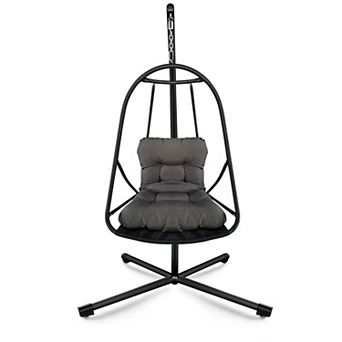 Swing Egg Chair with Stand Indoor Outdoor Wicker Rattan Patio Basket Hanging Chair