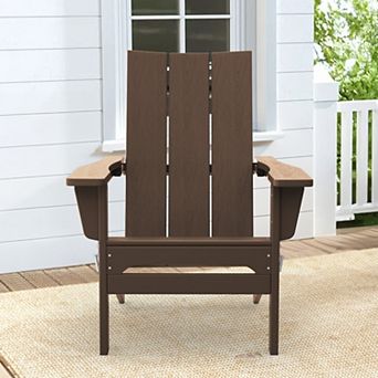 Folding Adirondack Chair Outdoor All-Weather Patio Chair with Wide Seat for Garden Porch