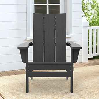 Folding Adirondack Chair Outdoor All-Weather Patio Chair with Wide Seat for Garden Porch