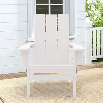 Folding Adirondack Chair Outdoor All-Weather Patio Chair with Wide Seat for Garden Porch