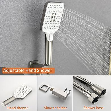 Wall Mount Single-Handle 3-Spray Tub and Shower Faucet with Handheld Shower Head (Valve Included)