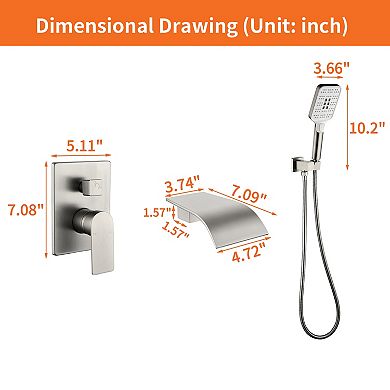 Wall Mount Single-Handle 3-Spray Tub and Shower Faucet with Handheld Shower Head (Valve Included)