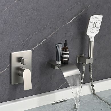 Wall Mount Single-Handle 3-Spray Tub and Shower Faucet with Handheld Shower Head (Valve Included)