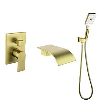 Wall Mount Single-Handle 3-Spray Tub and Shower Faucet with Handheld Shower Head (Valve Included)
