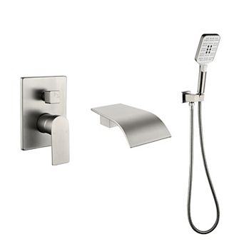 Wall Mount Single-Handle 3-Spray Tub and Shower Faucet with Handheld Shower Head (Valve Included)