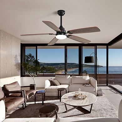 52" Ceiling Fan With 6 Speed Wind 5 Blades Remote Control Reversible DC Motor With LED Light