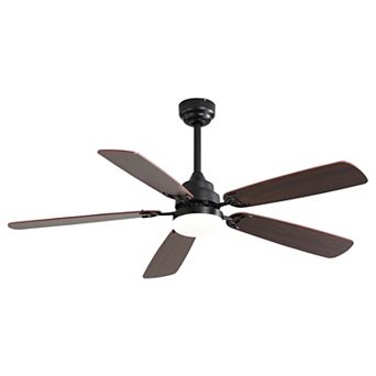 52" Ceiling Fan With 6 Speed Wind 5 Blades Remote Control Reversible DC Motor With LED Light